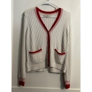 Ann Taylor Loft Women’s Sweater Sx M Red Pink White Extra Soft Office Academia